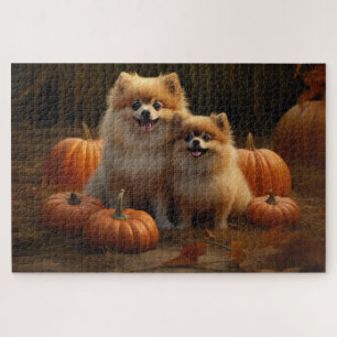 Spitz Welpe Herbst Kürbis Puzzle