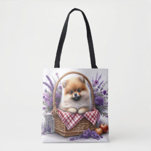Spitz Welpe Hund Wasserfarbe Wildblume Picnic