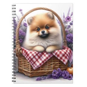 Spitz Welpe Hund Wasserfarbe Wildblume Picnic Notizblock