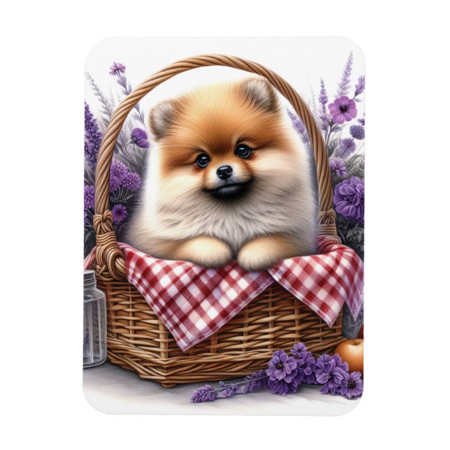 Spitz Welpenhund Wasserfarben, flexibel Magnet (Vertikal)