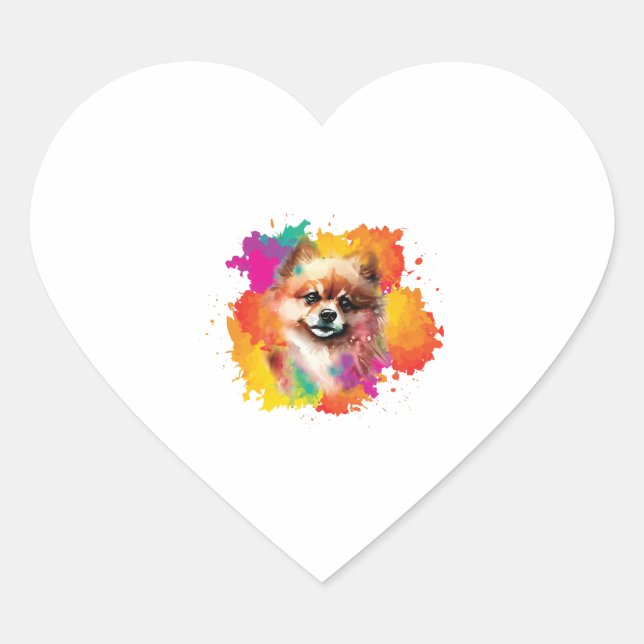 Spitz Zwarf Spitz Doppy Puppy Herz-Aufkleber (Vorderseite)