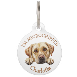Spitzbübischer Golden Labrador Welpe Personalisier Haustiermarke