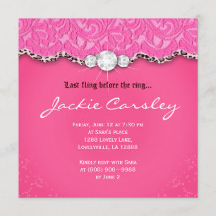 Spitze Bachelorette Geburtstags-Party-Rosa-Leopard Einladung