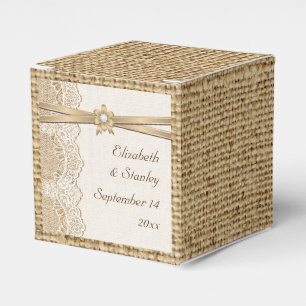 Spitze, Band-Blume & Jute-Hochzeit Geschenkschachtel