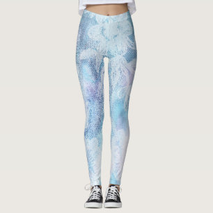 *~* Spitze-Beschaffenheits-Aquarell-Blau-Türkis Leggings