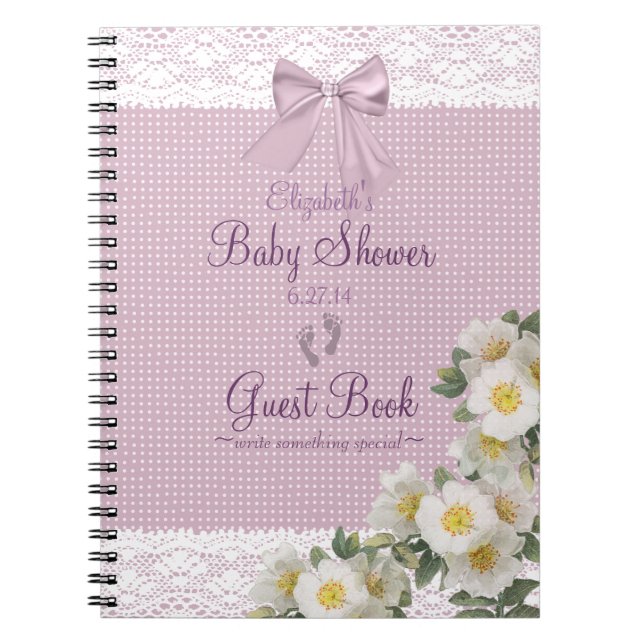 Spitze-Bild-Lavendel-Bogen-Babyparty-Gast-Buch Notizblock (Vorderseite)