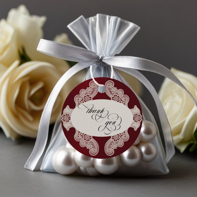 Spitze Danke - Burgund Geschenkanhänger (Von Creator hochgeladen)