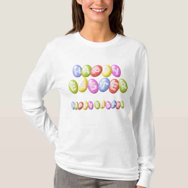 Spitze das L/S glücklicher Ostern-Frauen T-Shirt (Vorderseite)