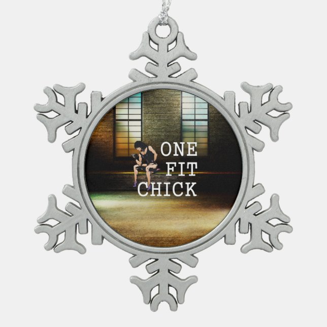 SPITZE eine geeignetes Küken Schneeflocken Zinn-Ornament (Vorderseite)