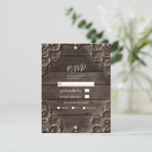 Spitze & Holz Rustikale Vintage Hochzeitsantwort R Einladung