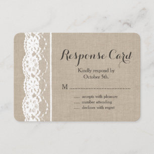 Spitze im Weiß auf Leinwand UAWG 2 RSVP Karte