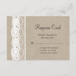 Spitze in Weiß auf Jute-RSVP RSVP Karte