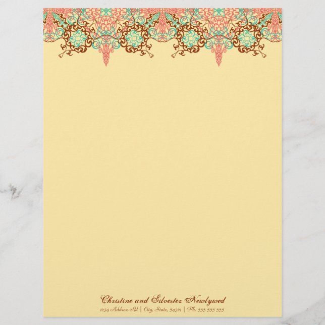 Spitze Intricate Arabesque, Briefkopf (Vorderseite)
