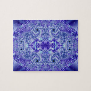 Spitze Kunst im Lila und weißen Fraktal Puzzle
