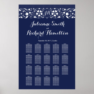 Spitze Monogram Wedding 19 Tables Seating Chart Poster