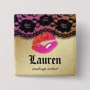Spitze-Rosa-Orangen-Gold der Maskenbildner-glattes Button