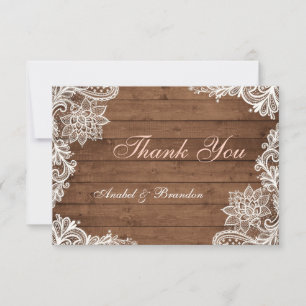 Spitze-rustikales Holz dankt Ihnen zu kardieren Dankeskarte