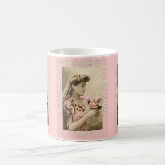 Spitze und Blumensträuße viktorianische Dame Kaffeetasse (Mittel)
