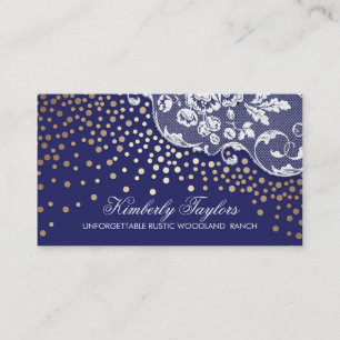 Spitze und Goldkonfetti Navy Vintage Visitenkarte