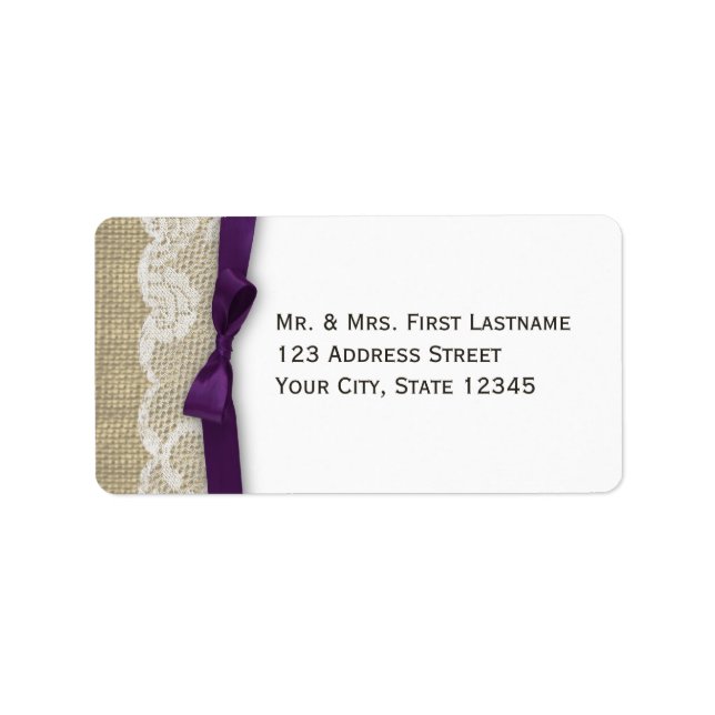 Spitze und schwarze Band Lila Adressaufkleber (Vorne)
