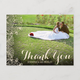 Spitze und Skript Overlay Hochzeit Vielen Dank Pos Postkarte