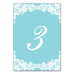 Spitzehochzeits-Tabellenkarte Tiffanys/der Minze Tischnummer