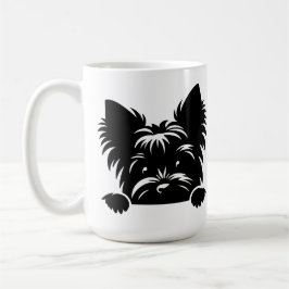 Spitzelnder Yorkie Schwarz und Weiß Kaffeetasse