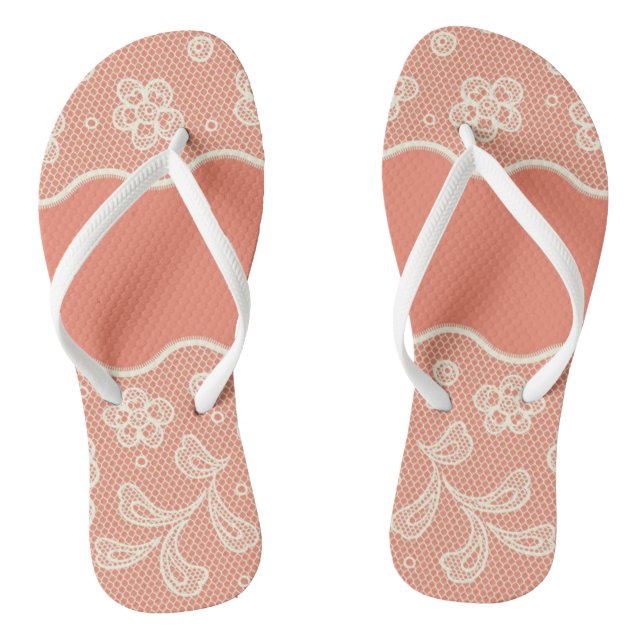 Spitzemuster, Blume Vintage 4 Flip Flops (Fußbett)