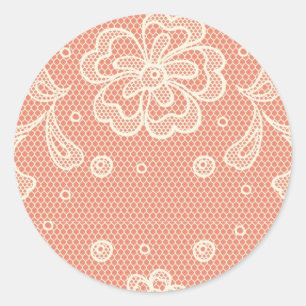 Spitzemuster, Blume Vintage 4 Runder Aufkleber