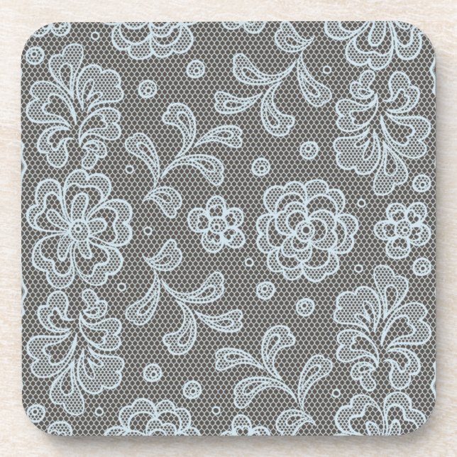 Spitzemuster, Blume Vintage 6 Getränkeuntersetzer (Vorderseite)
