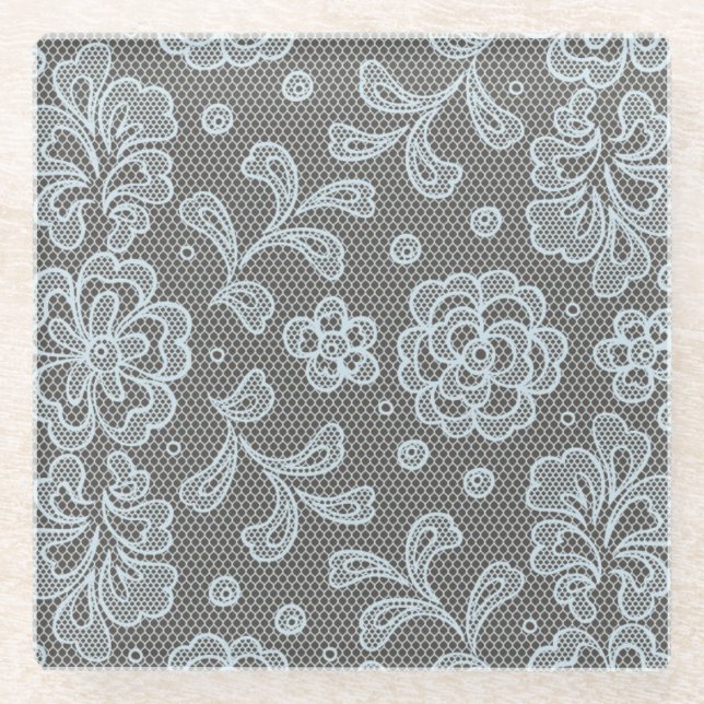 Spitzemuster, Blume Vintage 6 Glasuntersetzer (Vorderseite)