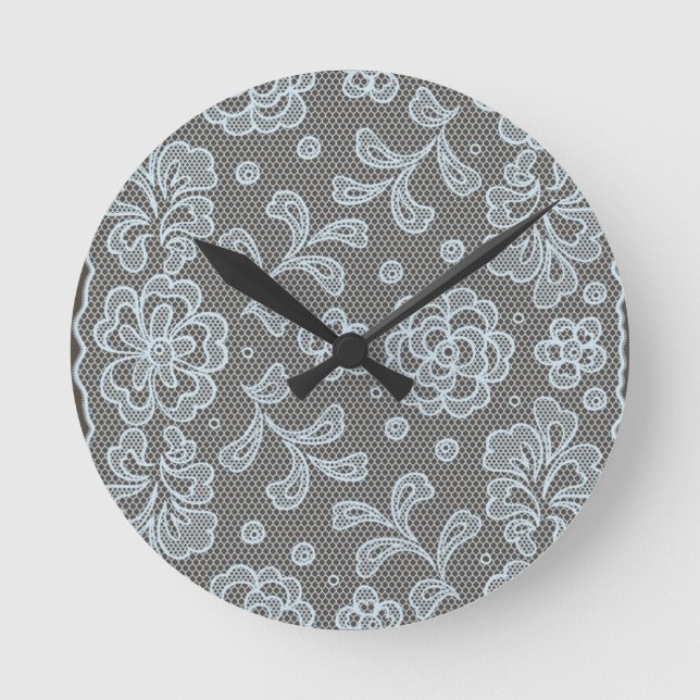 Spitzemuster, Blume Vintage 6 Runde Wanduhr (Vorderseite)