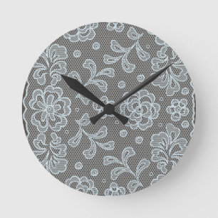 Spitzemuster, Blume Vintage 6 Runde Wanduhr