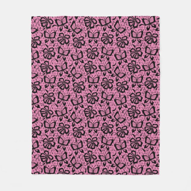 Spitzemuster mit Schmetterlingen Fleecedecke (Vorderseite)