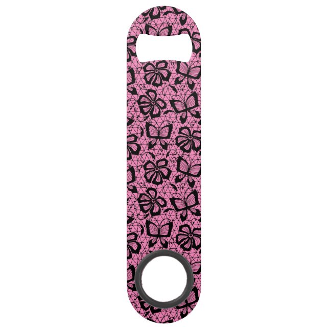 Spitzemuster mit Schmetterlingen Speed Flaschenöffner (Vorderseite)