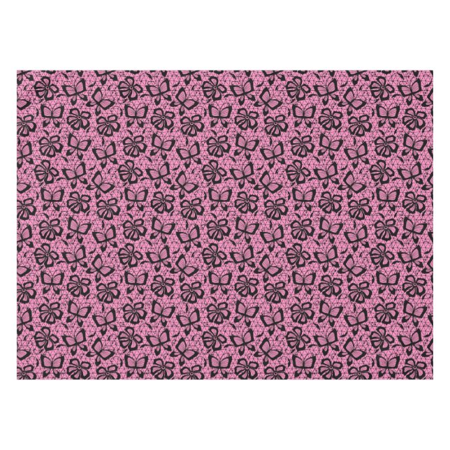 Spitzemuster mit Schmetterlingen Tischdecke (Vorderseite (Horizontal))