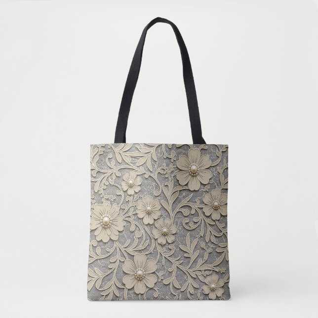 Spitzen-Blumenlook mit Perlenzentren (Vorderseite)