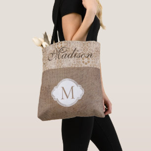 Spitzen-Burlap Moderne Rustikale Trendy Monogram
