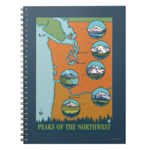 Spitzen des Nordwestens - 5 verschiedene Berge Notizblock