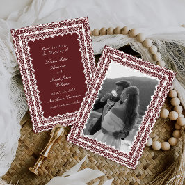 Spitzen-Doily im Vintage-Stil Foto-Hochzeit Save The Date