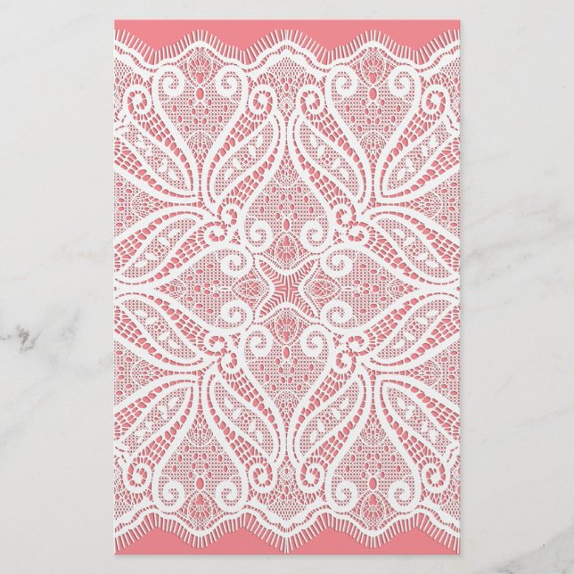 Spitzen doily rosa weiß Vintag altmodisch Briefpapier (Vorderseite)
