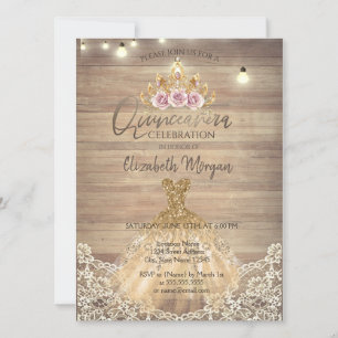 Spitzen, Floral Tiara, Lichter, Kleid Holz Quincea Einladung