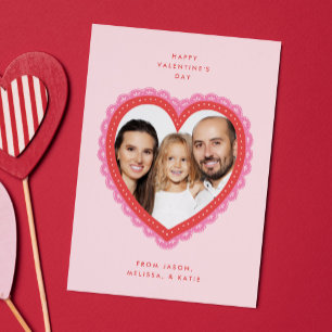 Spitzen-Herz-Valentinstag-Foto Feiertagskarte