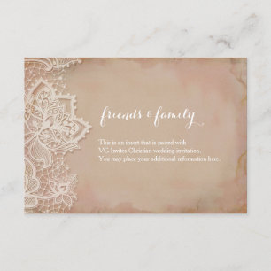 Spitzen-Hochzeitseinsatz - Vintage Rosa Begleitkarte