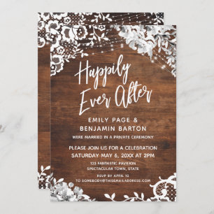 Spitzen, Lichter & Blumen auf Holz glücklich immer Einladung