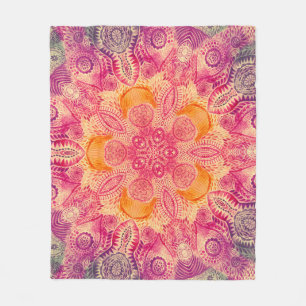 Spitzen-Ornament Mandala: Rundes Aquarelldesign Fleecedecke