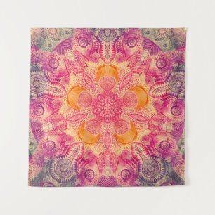 Spitzen-Ornament Mandala: Rundes Aquarelldesign Wandteppich