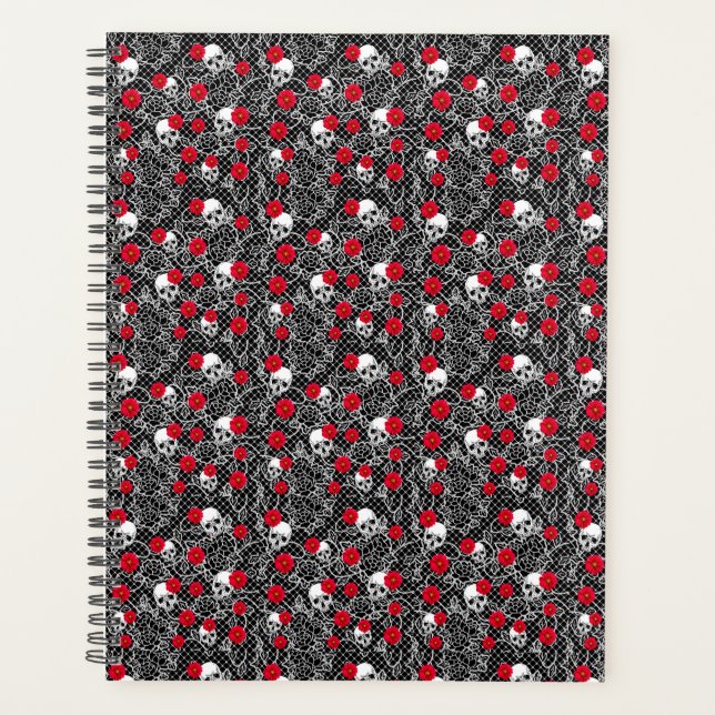 Spitzen, rote Rosen und Schädel Planer (Vorderseite)