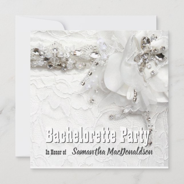 Spitzen- und Diamantkleidung Junggeselinnen-Abschi Einladung (Vorderseite)