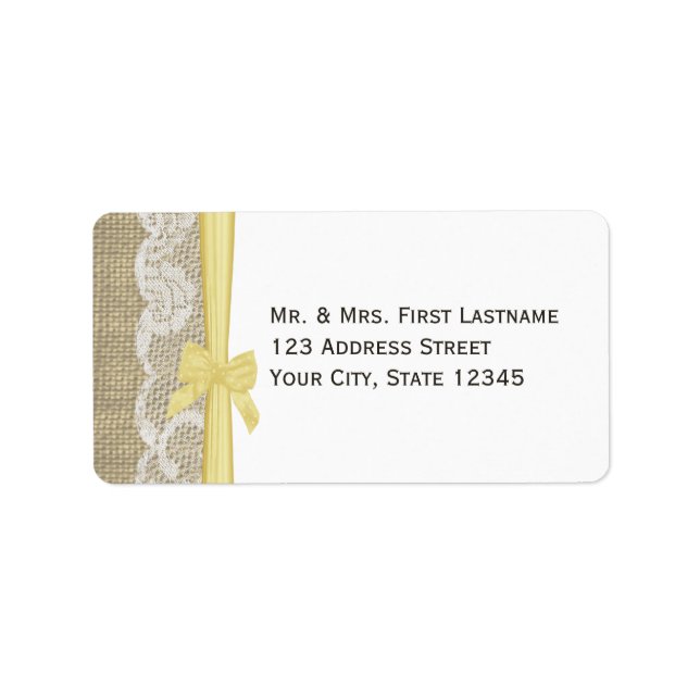 Spitzen und Gelbbogen Adressaufkleber (Vorne)